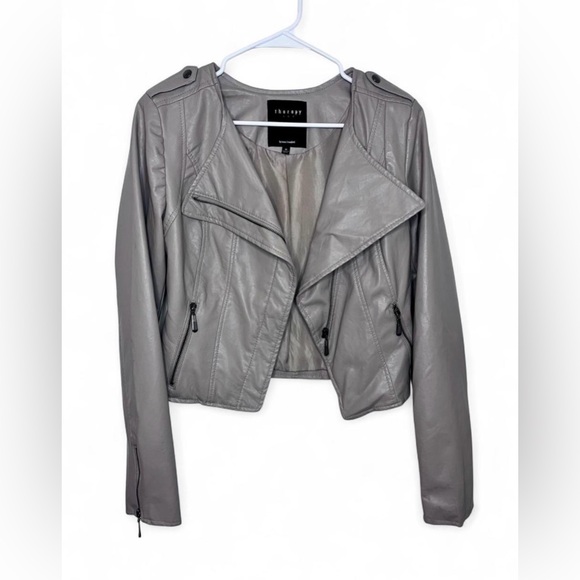Therapy Beige Faux Leather Jacket for Women size Medium - Picture 1 of 8